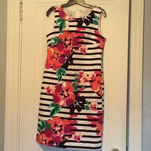 NWT Talbots Floral Stripe Print Dress